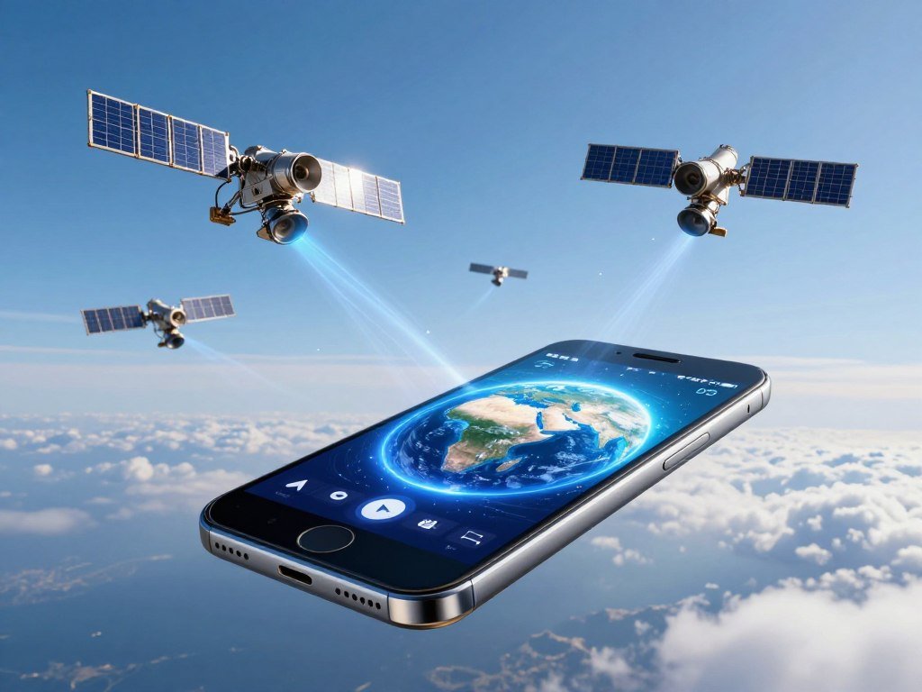 Smartphone connects through satellites beyond terrestrial tower coverage Smartphone connects through satellites beyond terrestrial tower coverage