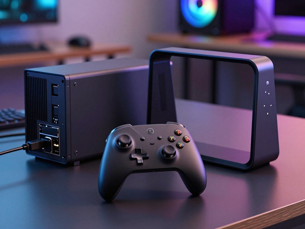 Steam Controller and Steam Frame beside Steam Machine hardware