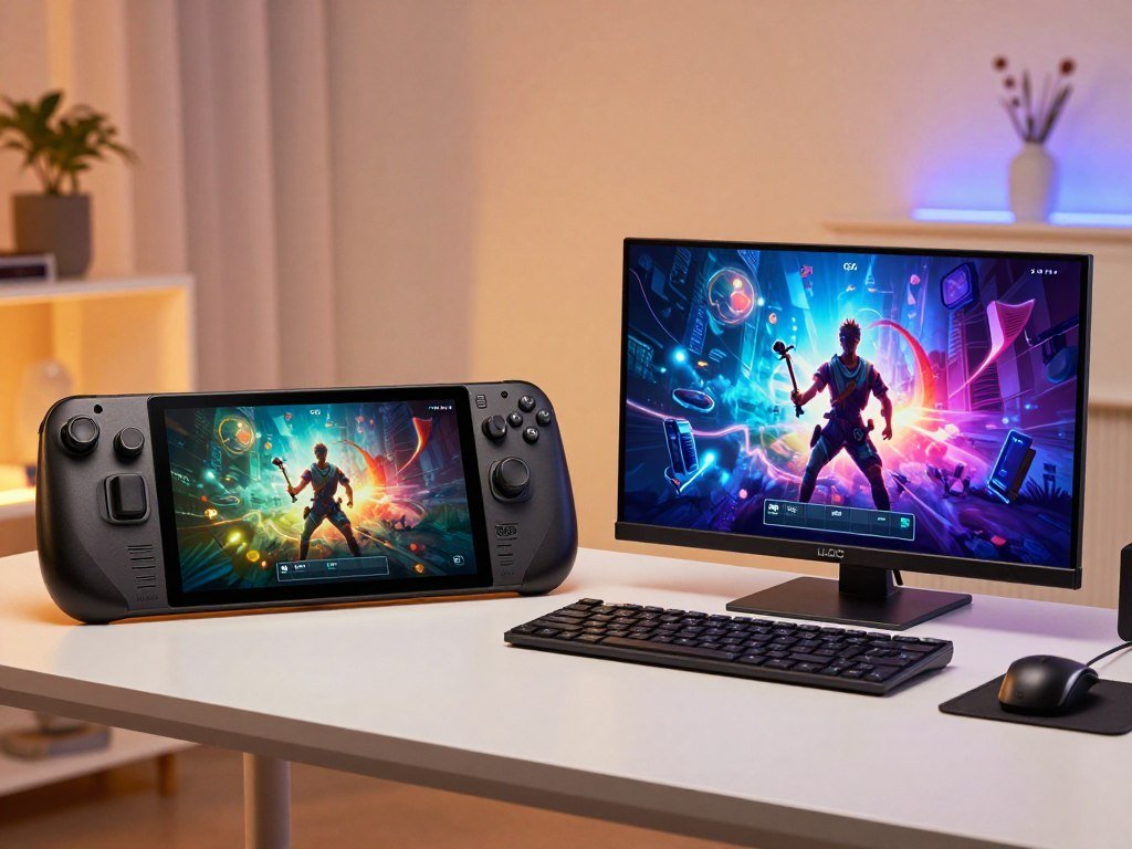 Steam Deck OLED and LCD running the same PC game Steam Deck OLED and LCD running the same PC game