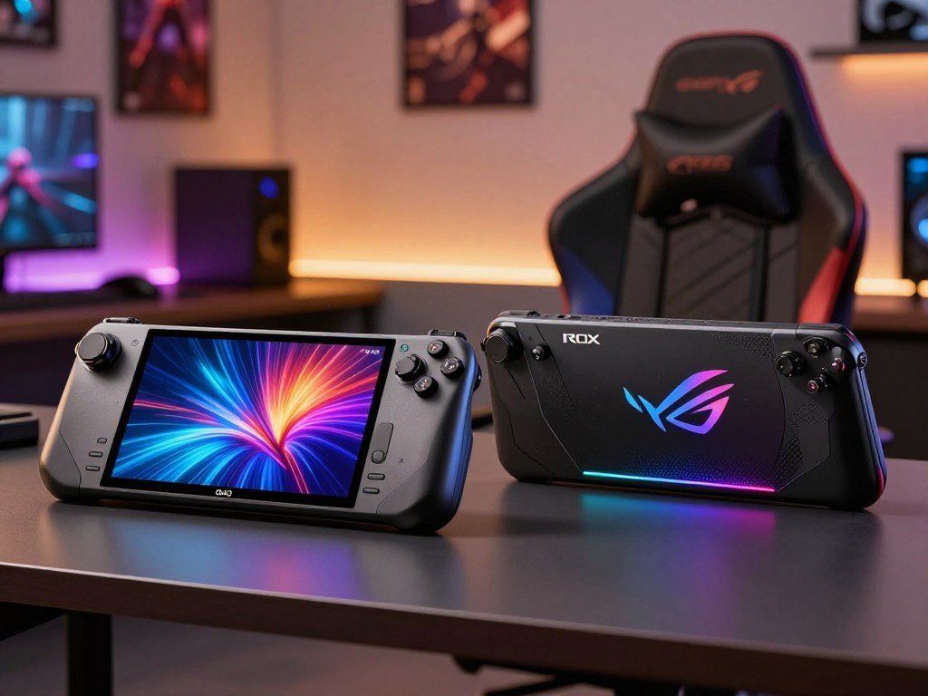 Steam Deck OLED and ROG Ally hardware side by side