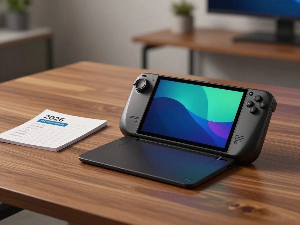 Steam Deck OLED beside a note showing its 2026 price change