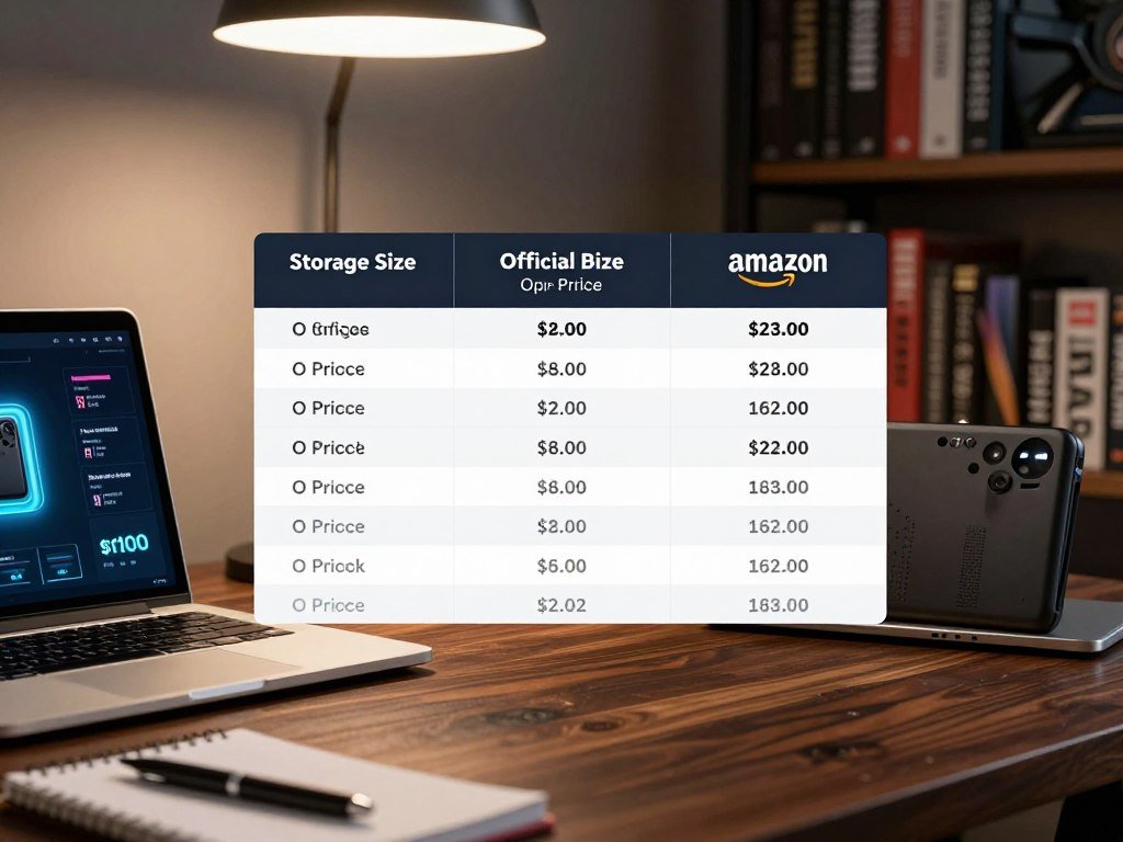 Steam Deck price table comparing official and Amazon listings Steam Deck price table comparing official and Amazon listings