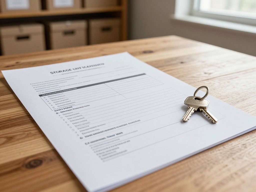 Storage rental paperwork showing setup fees and a required lock Storage rental paperwork showing setup fees and a required lock