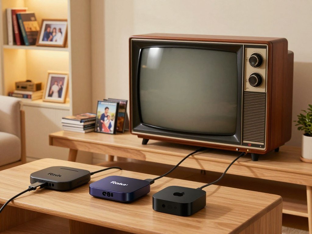 Streaming devices connected to an older television through HDMI Streaming devices connected to an older television through HDMI