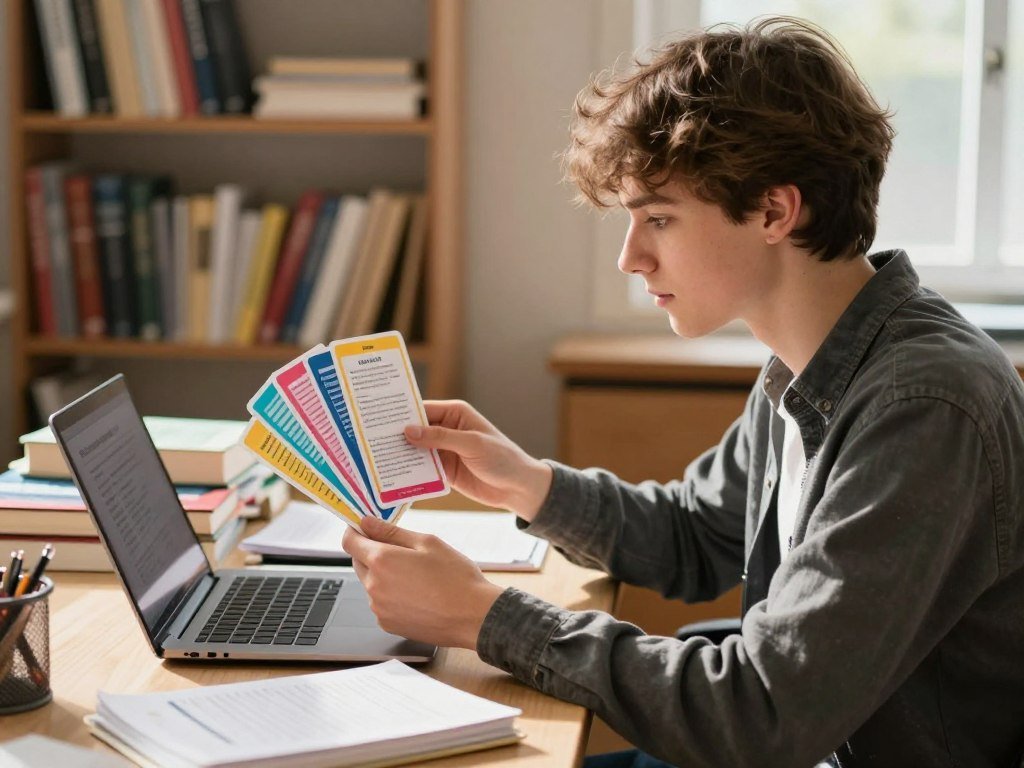 Student checking AI-made flashcards against uploaded course readings