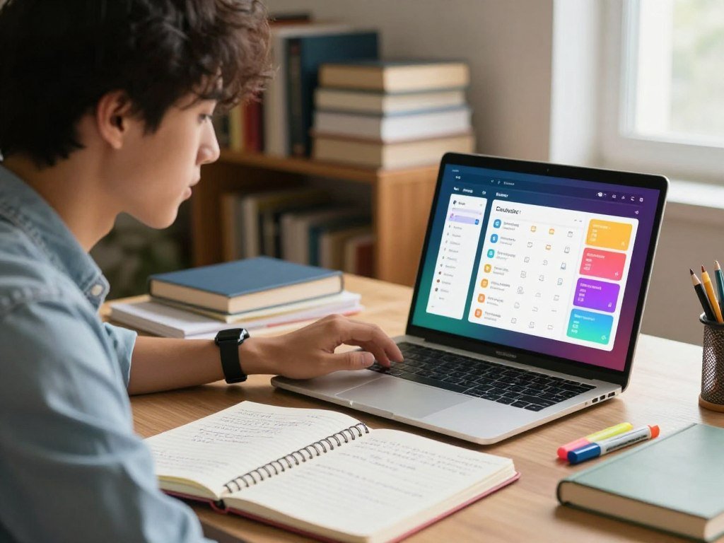 Student choosing study tools for recall, deadlines, and productivity
