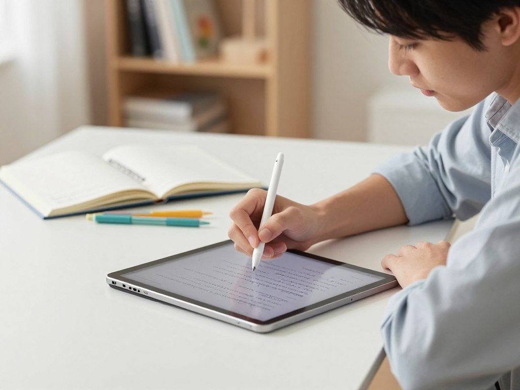 Student writing lecture notes with a Galaxy Tab S10 Lite stylus Student writing lecture notes with a Galaxy Tab S10 Lite stylus