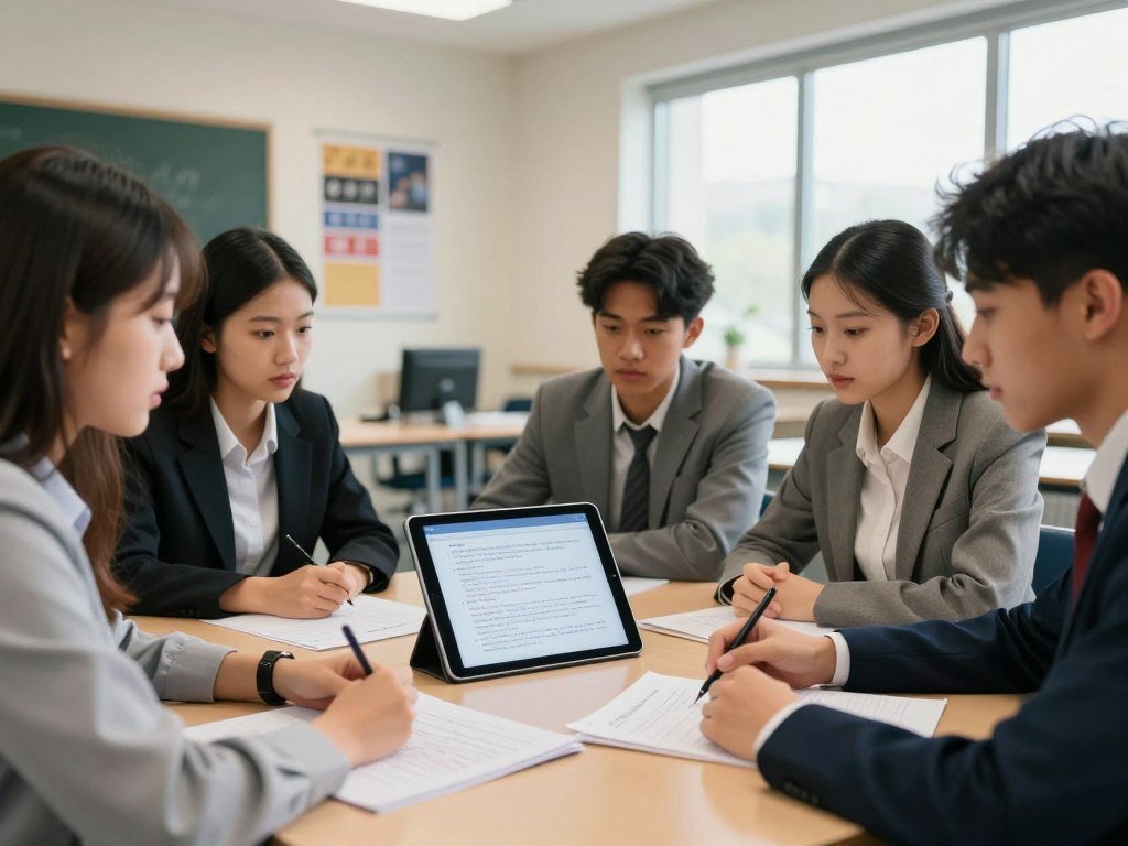 Students compare their own reasoning with an AI response