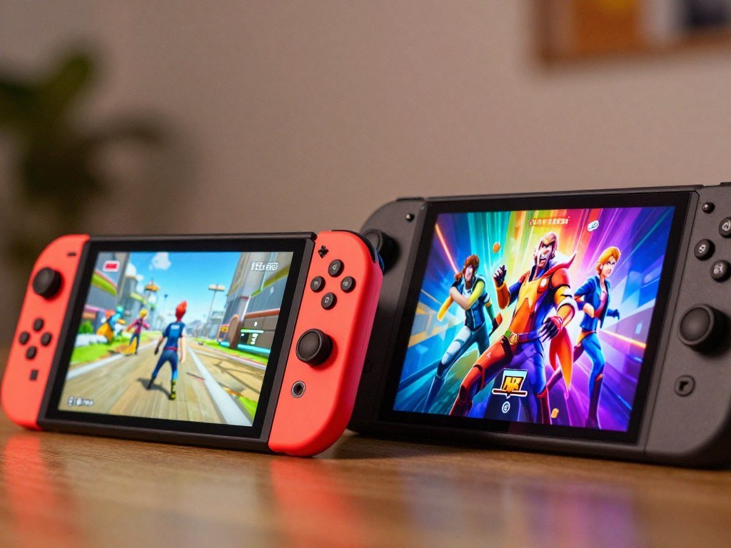 Switch 2 LCD and Steam Deck OLED screens side by side Switch 2 LCD and Steam Deck OLED screens side by side