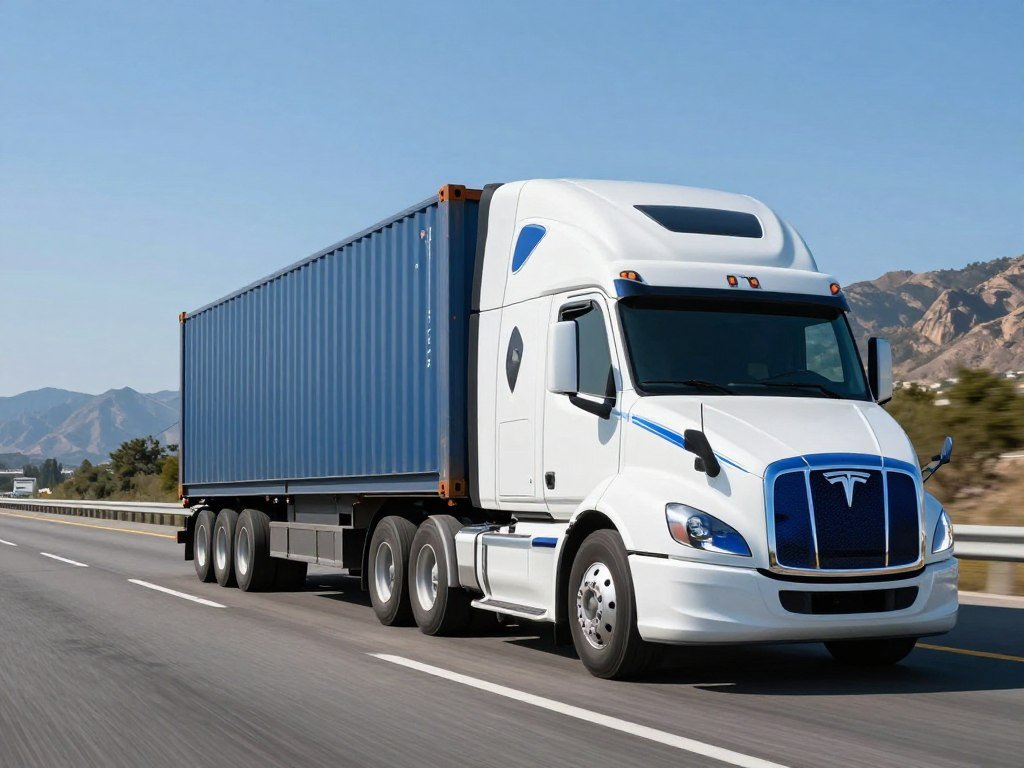 Tesla Semi freight truck carrying a heavy payload Tesla Semi freight truck carrying a heavy payload
