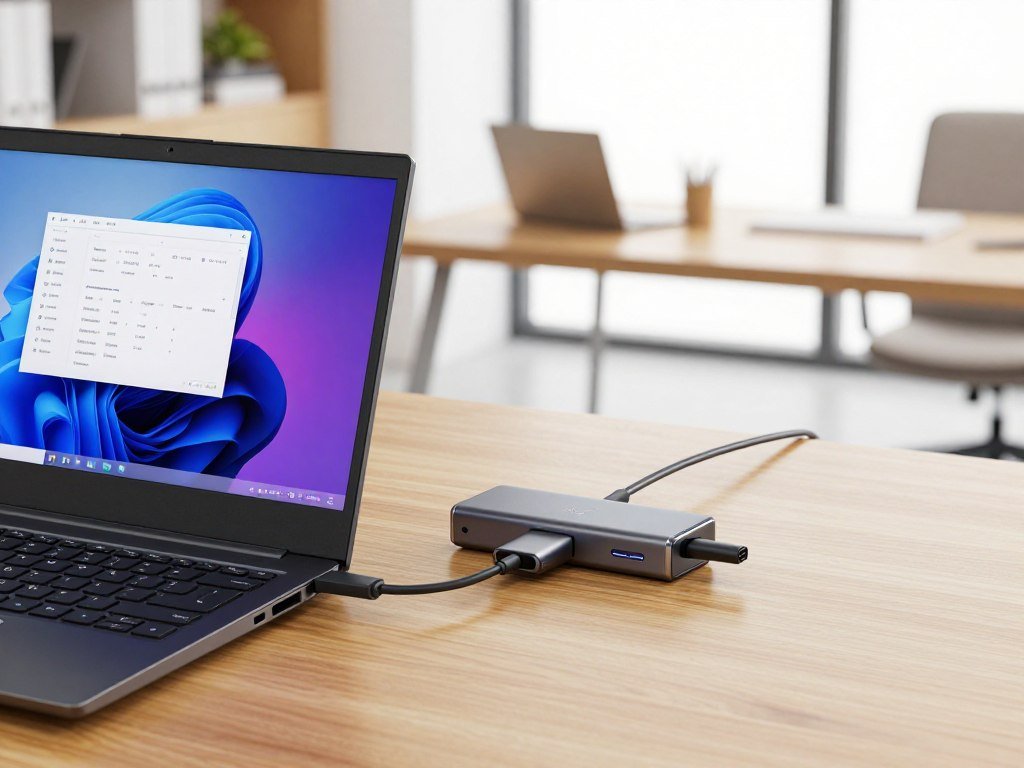 ThinkPad business laptop connected to a Thunderbolt 4 dock ThinkPad business laptop connected to a Thunderbolt 4 dock