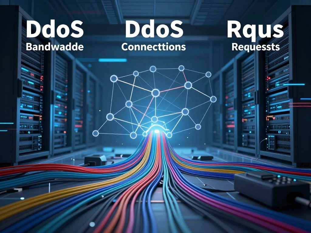 Three DDoS attack types target bandwidth, connections, and requests Three DDoS attack types target bandwidth, connections, and requests