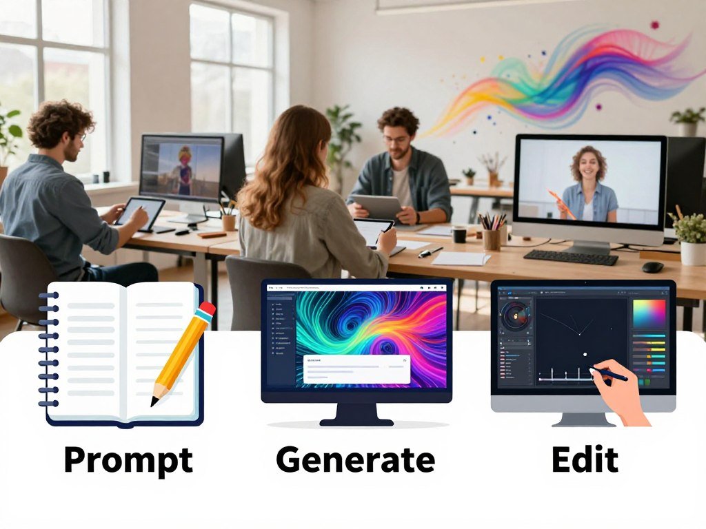 Three image generation workflows from prompt to edit