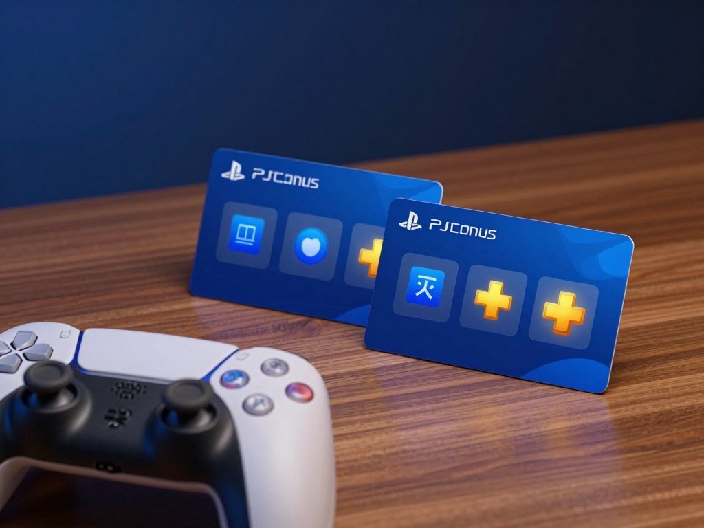 Three-month and yearly PlayStation Plus terms beside a game controller