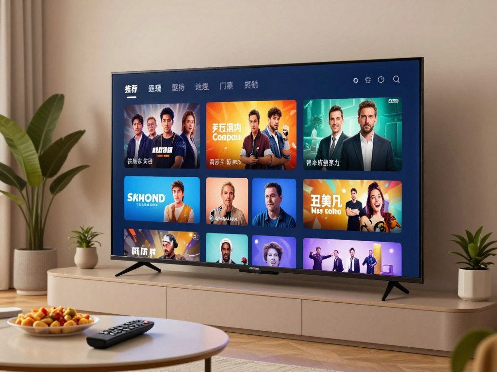 Three streaming service types shown on a television screen