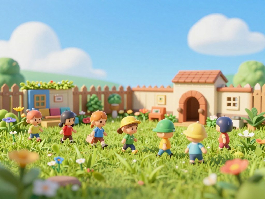 Tiny Grounded players cross grass near a backyard base Tiny Grounded players cross grass near a backyard base