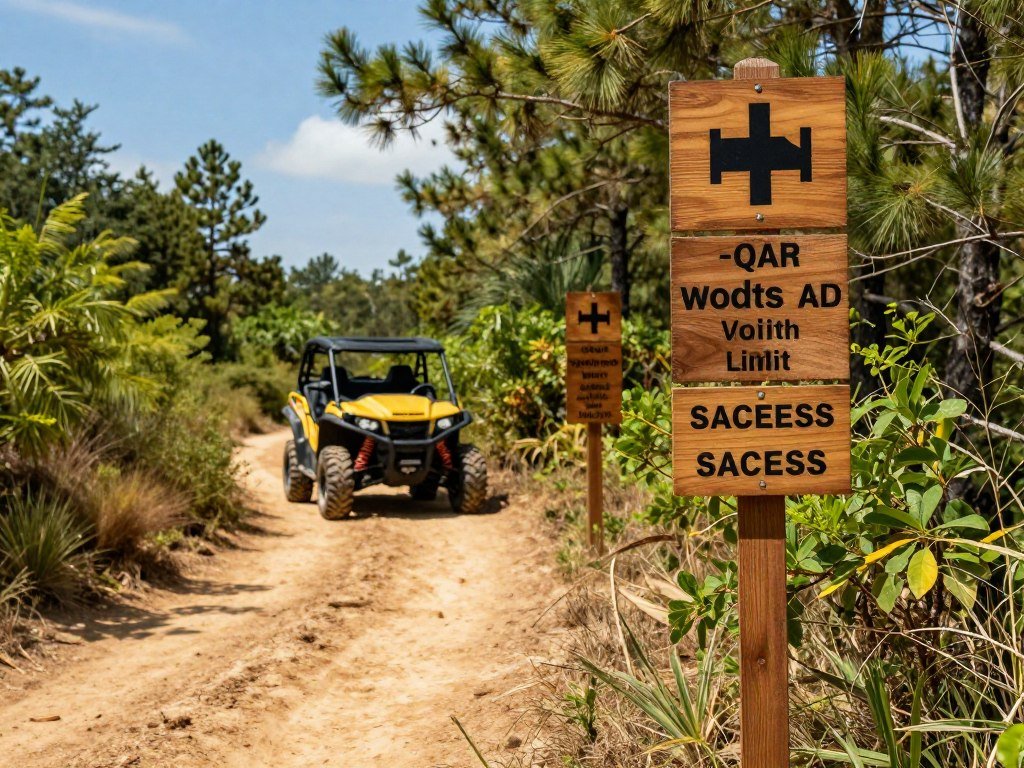 Trail signs mark width limits for sport UTV access Trail signs mark width limits for sport UTV access