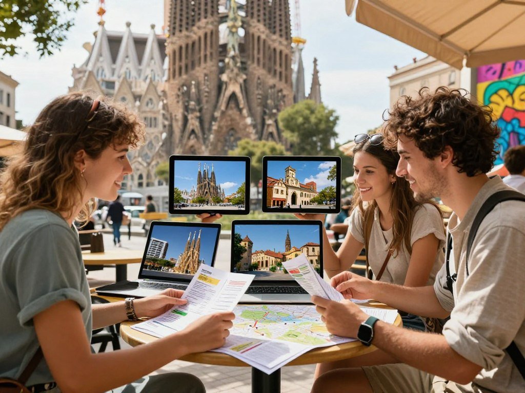 Travelers comparing Barcelona hostel styles and locations Travelers comparing Barcelona hostel styles and locations