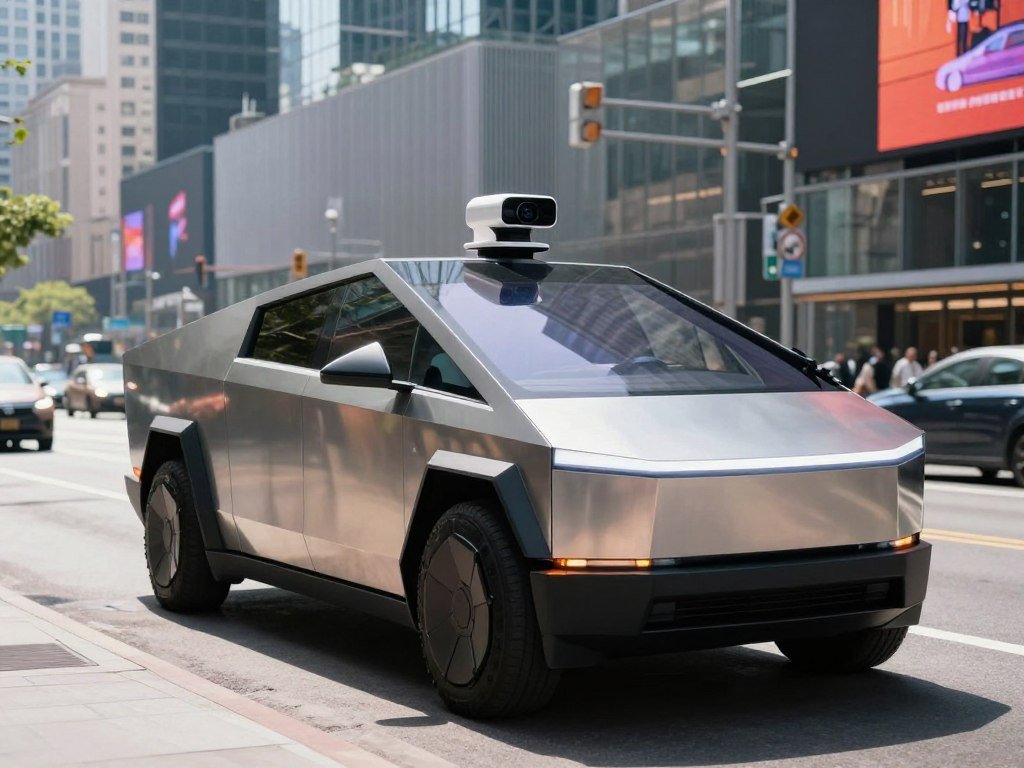 Two-seat Cybercab with camera-based autonomous-driving design Two-seat Cybercab with camera-based autonomous-driving design