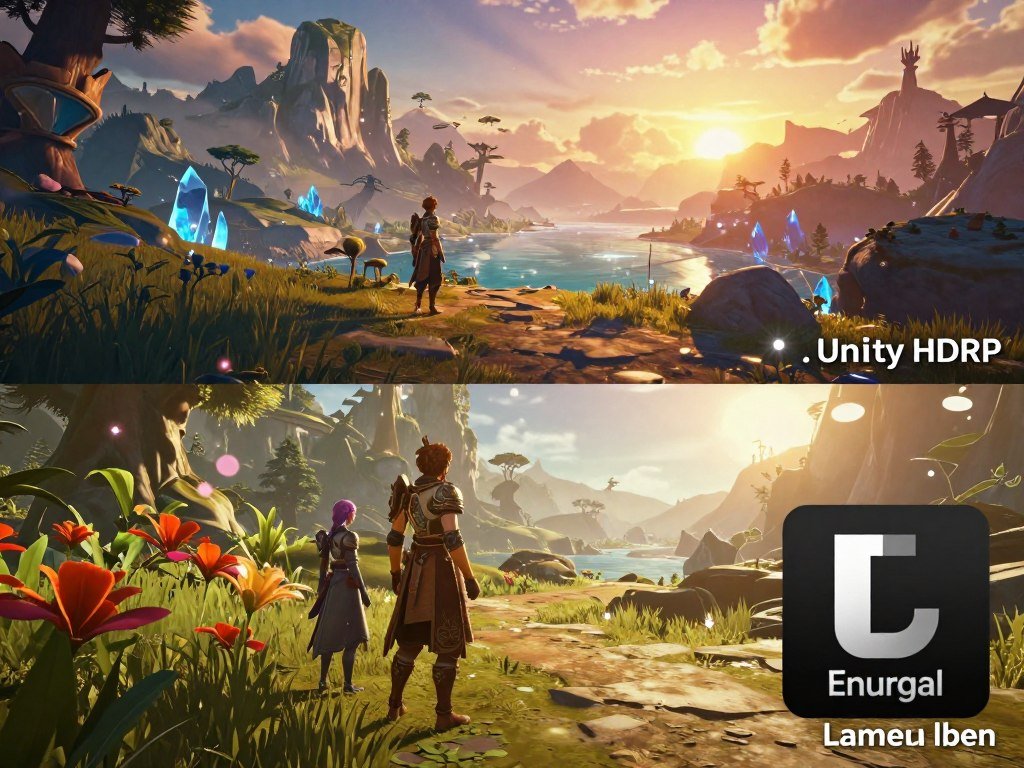 Unity HDRP and Unreal Lumen rendering a detailed game scene Unity HDRP and Unreal Lumen rendering a detailed game scene