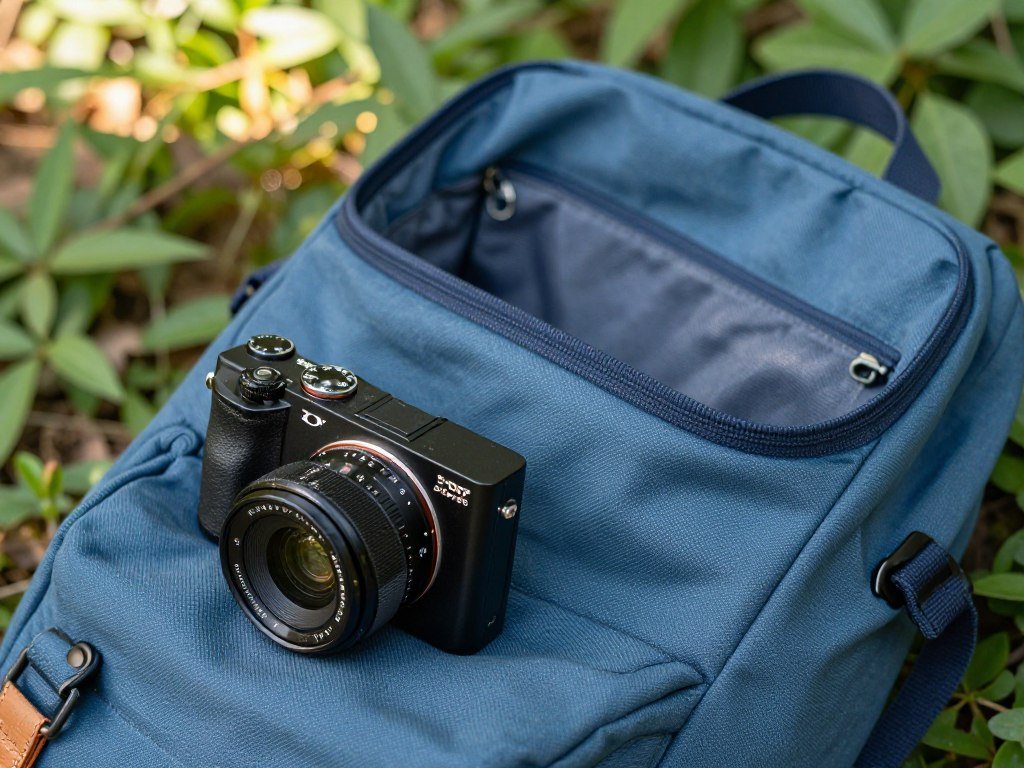 Used Sony pocket camera beside a bag for everyday snapshots