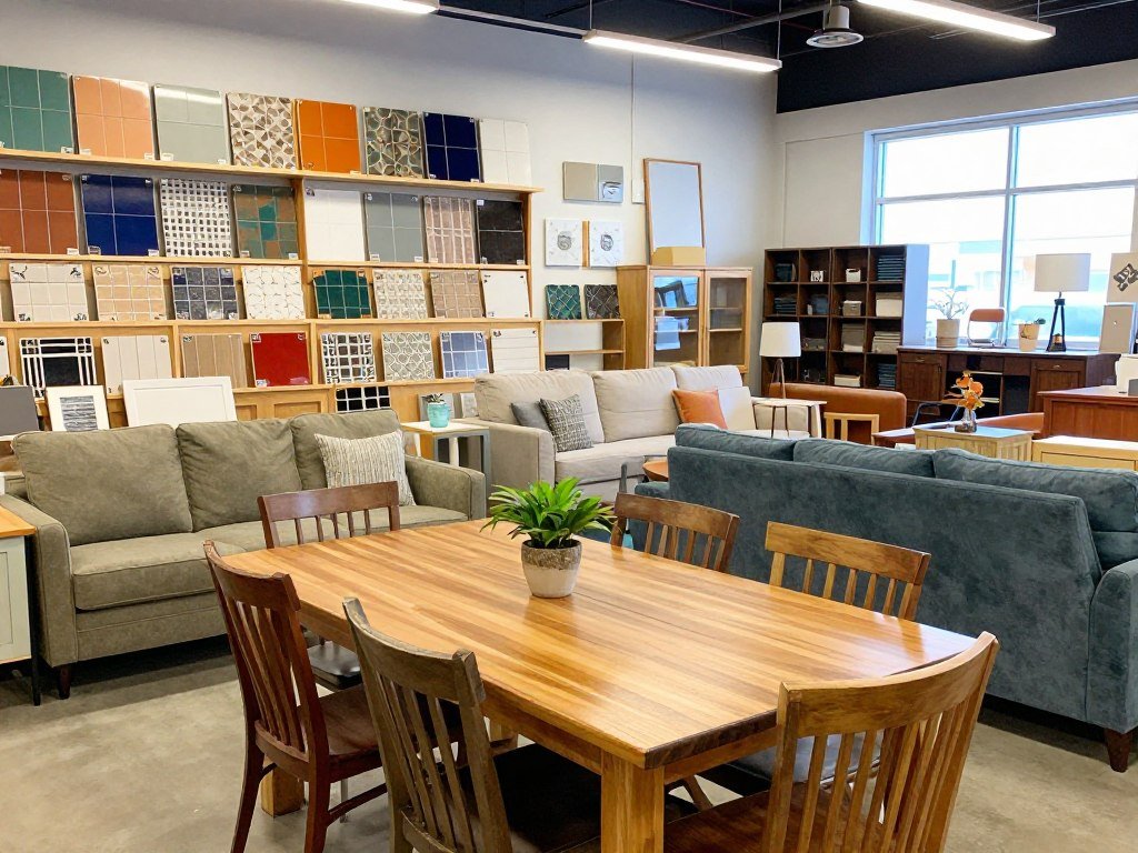 Used furniture and tile at a Habitat for Humanity ReStore Used furniture and tile at a Habitat for Humanity ReStore