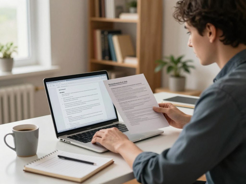 User checks AI answer against reliable information on a laptop User checks AI answer against reliable information on a laptop
