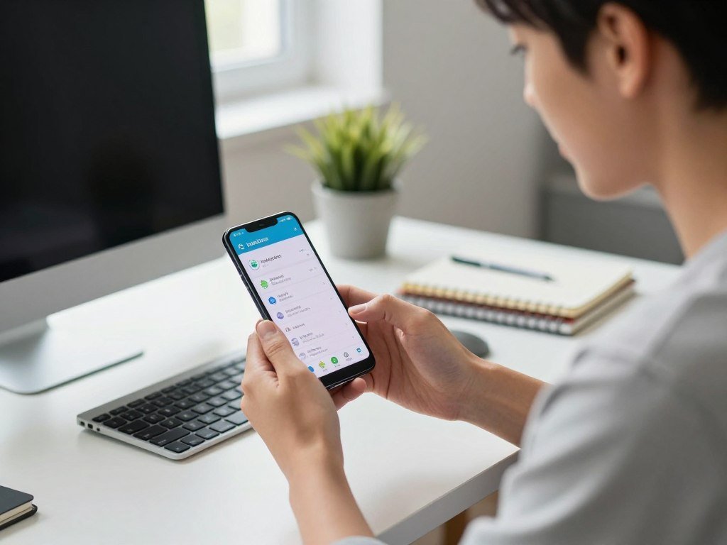 User checks Android updates and app sources before installing