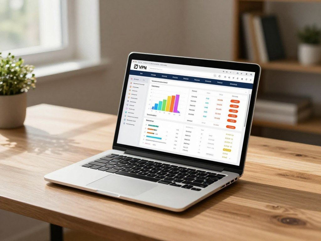 VPN score comparison table on a laptop screen VPN score comparison table on a laptop screen