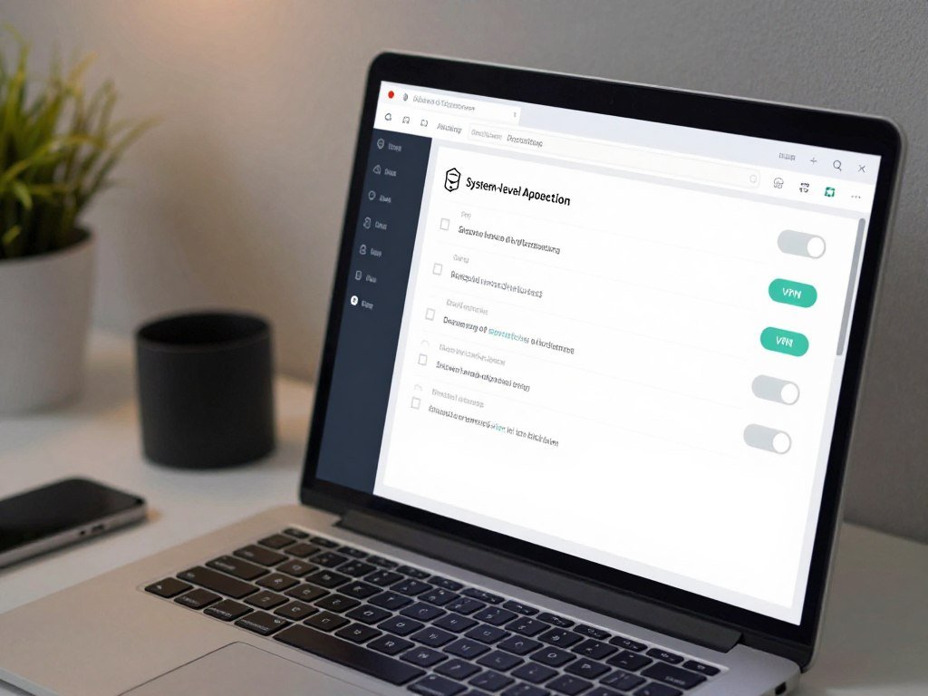 VPN settings show system-level and app-level protection choices VPN settings show system-level and app-level protection choices