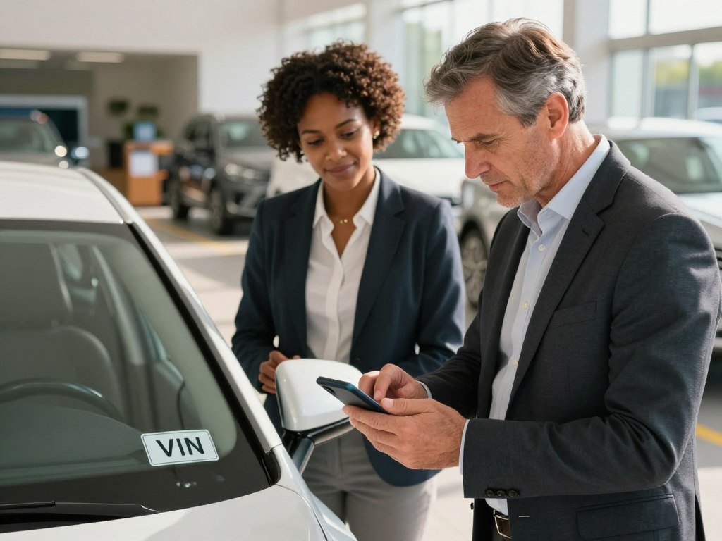 Vehicle owner checking a VIN before estimating trade-in value Vehicle owner checking a VIN before estimating trade-in value