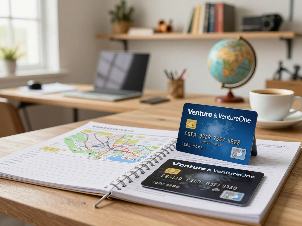 Venture and VentureOne cards beside travel planning notes Venture and VentureOne cards beside travel planning notes