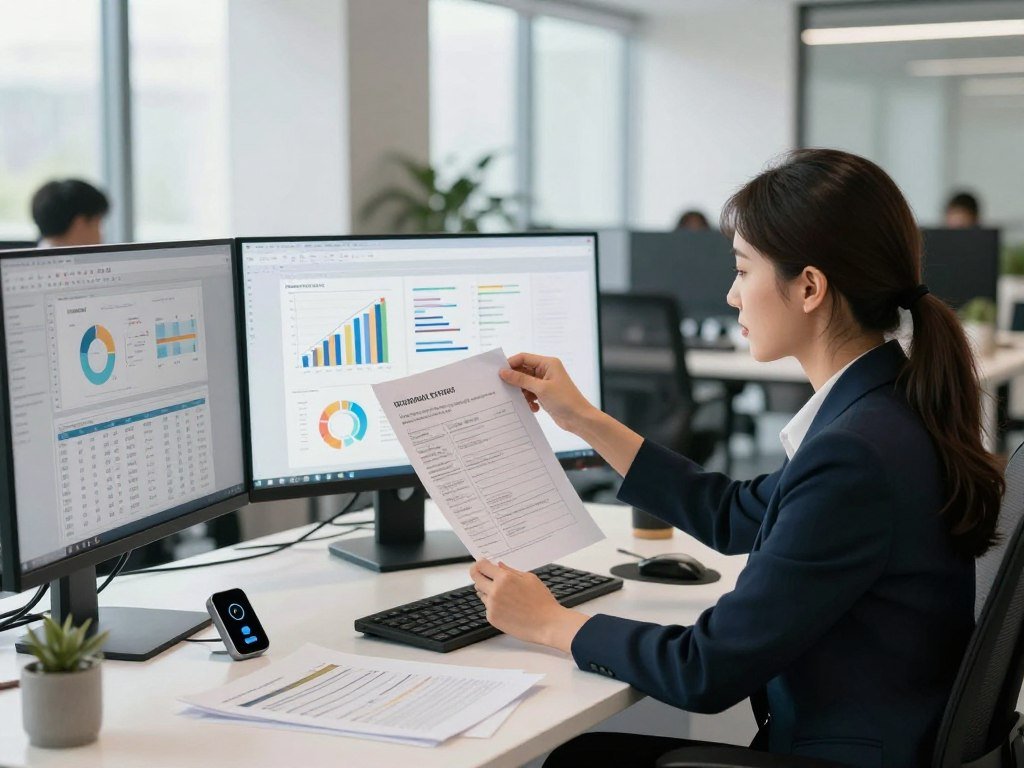 Virtual assistant sorts research notes and spreadsheet data for a client