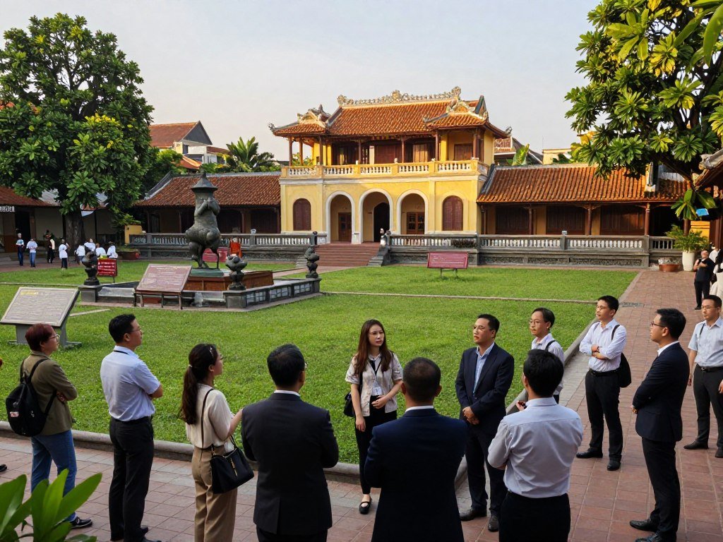 Visitors attend the program at a historic site in Vietnam Visitors attend the program at a historic site in Vietnam