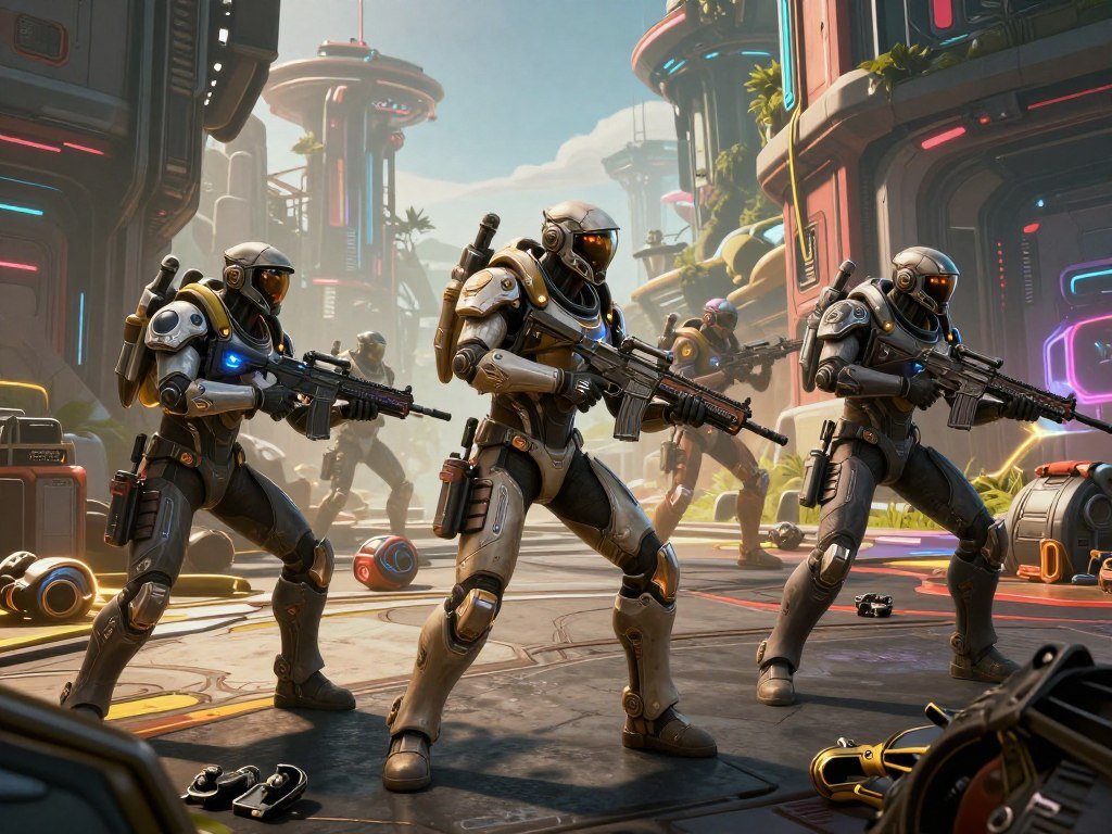 Warframe co-op players collect gear during a mission
