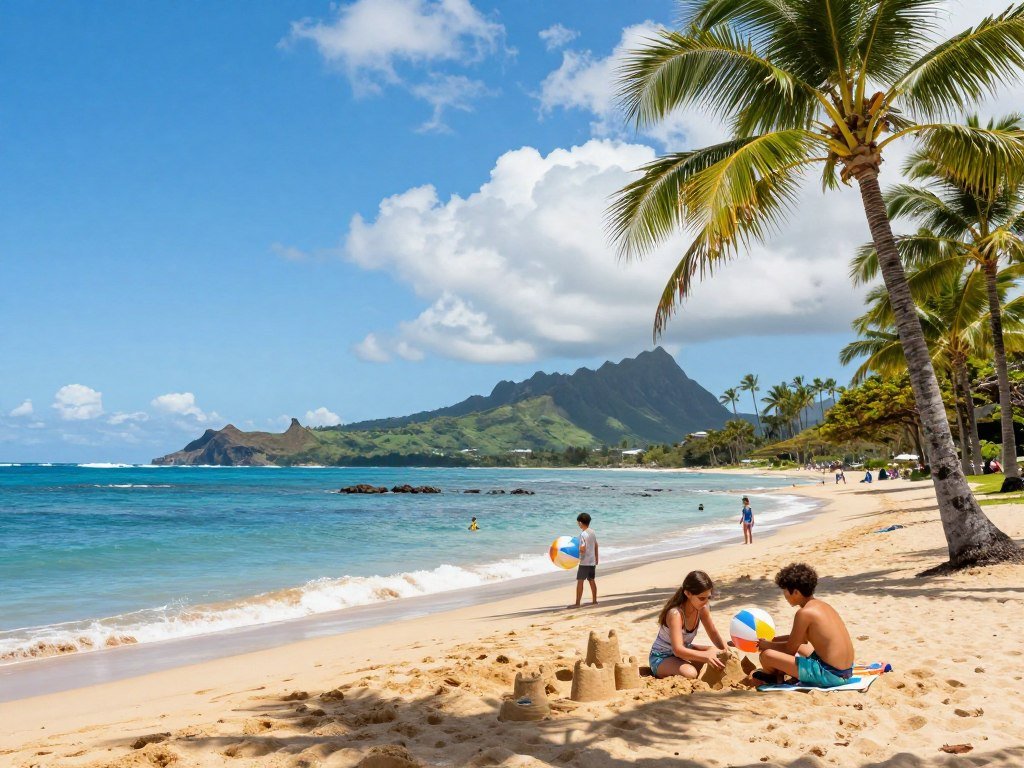 Warm weather and bright beach conditions in Hawaii during May
