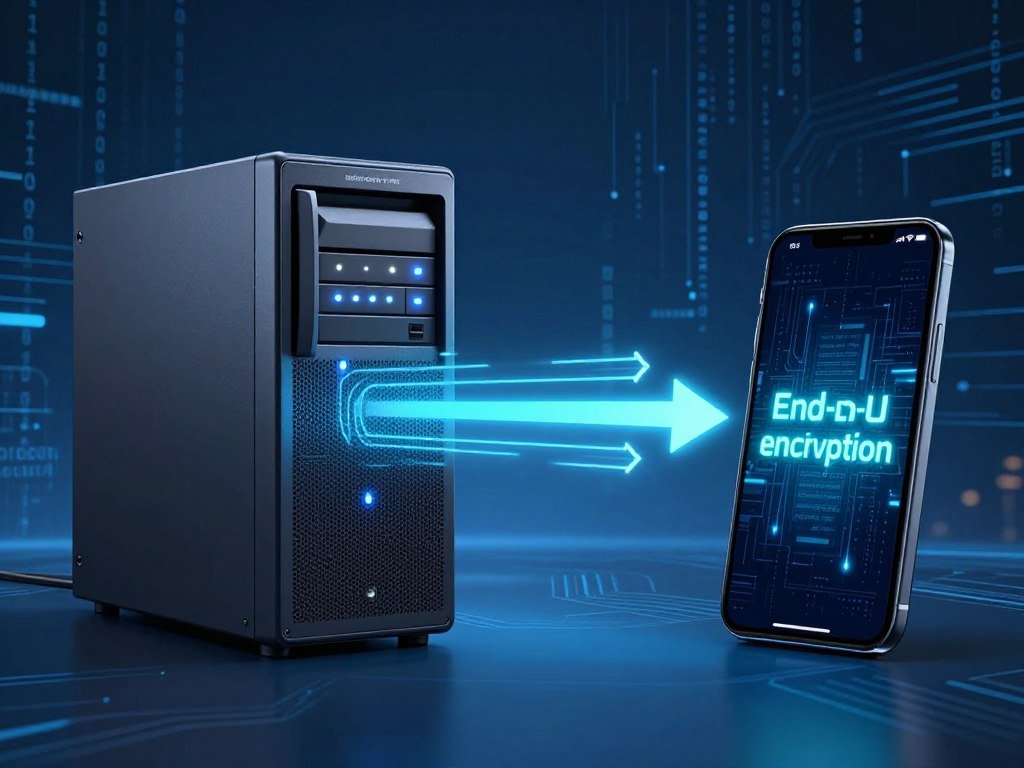 Website server and phone showing different encryption paths