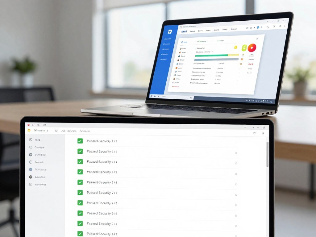 Windows 11 antivirus software results shown on a test screen Windows 11 antivirus software results shown on a test screen