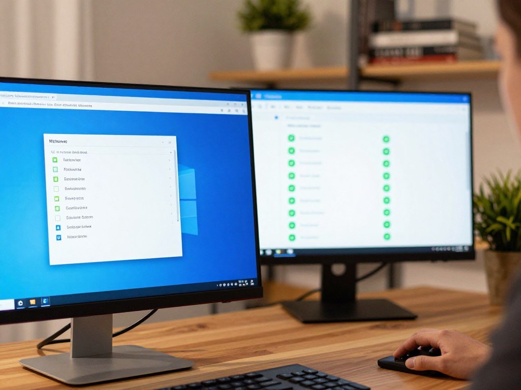 Windows PC showing a manual malware scan beside antivirus protection Windows PC showing a manual malware scan beside antivirus protection