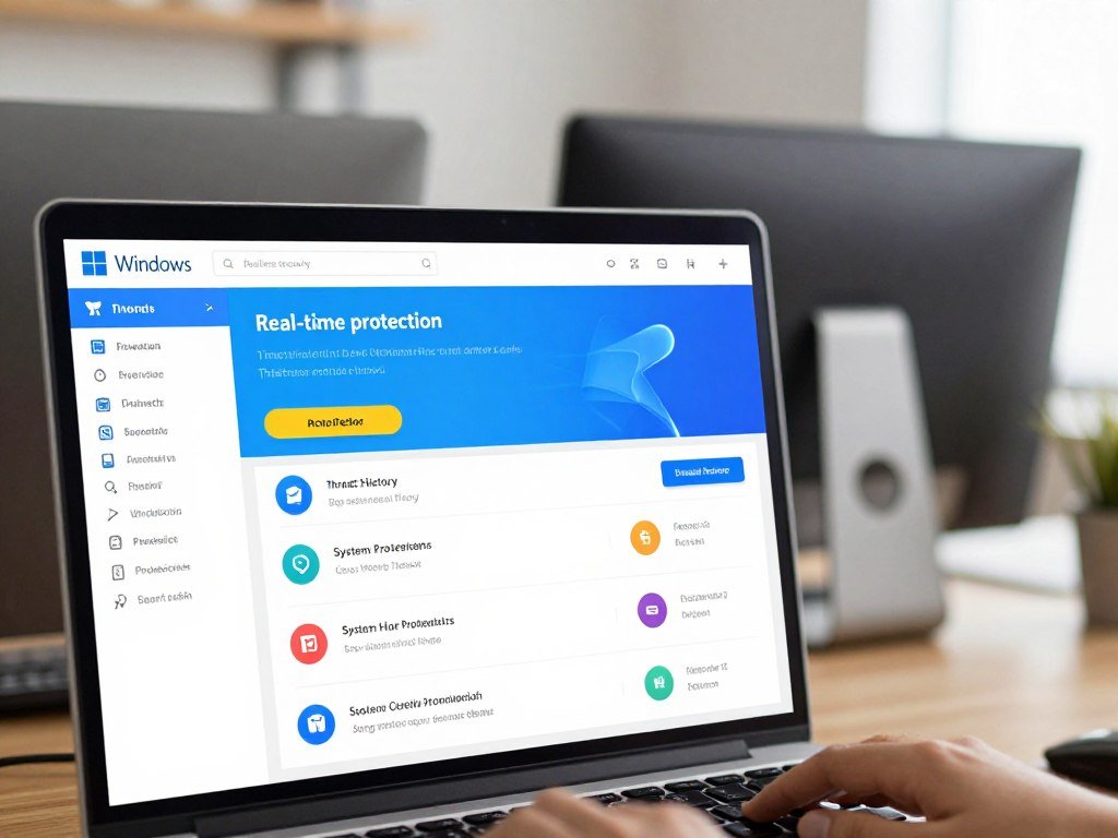 Windows Security dashboard with real-time protection turned on