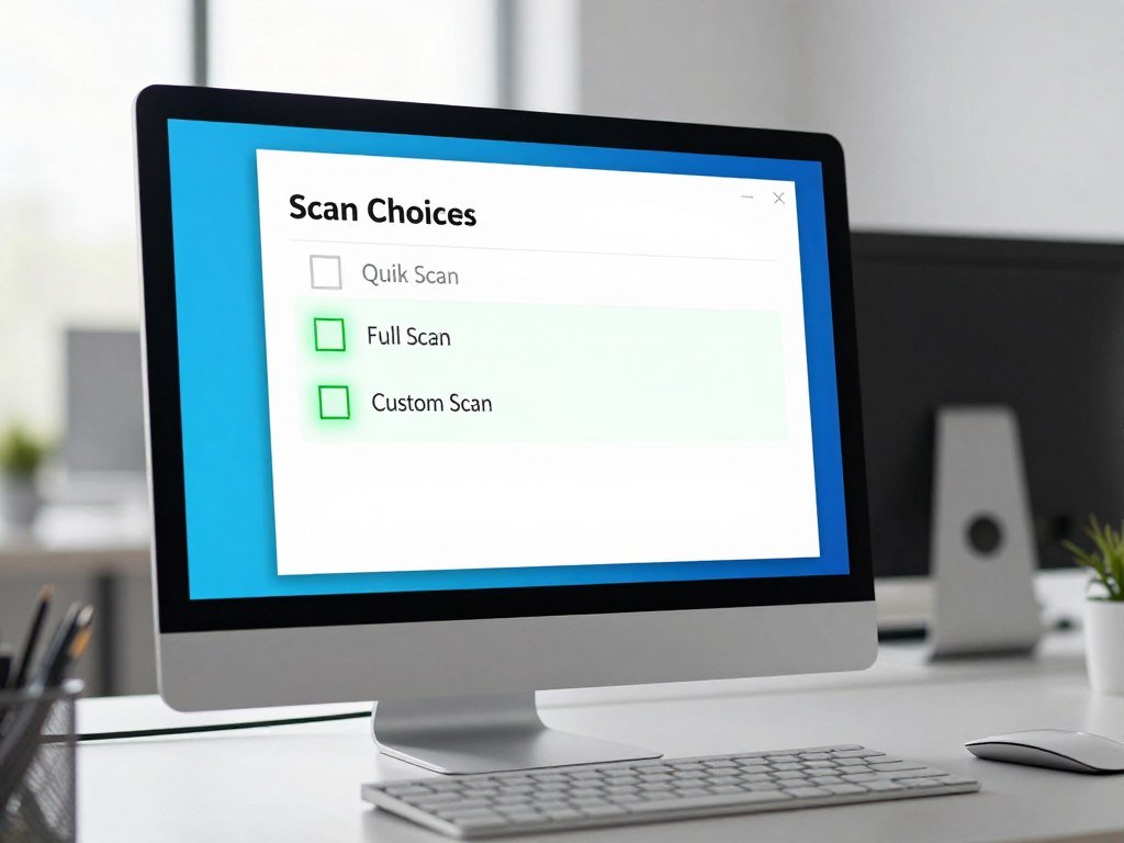 Windows scan choices for malware on a PC Windows scan choices for malware on a PC