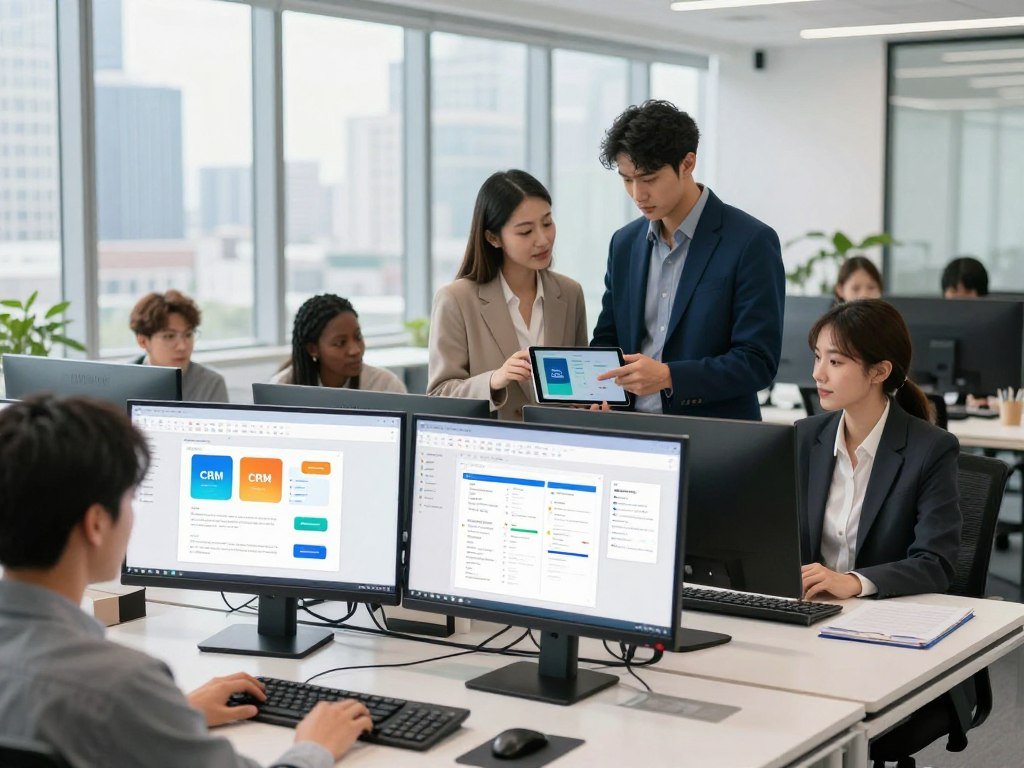 Work apps connecting CRM context, automated tasks, and meeting notes