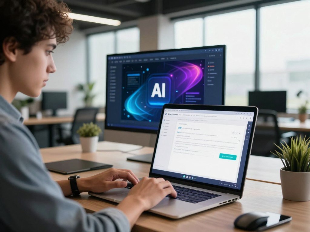 Worker testing AI tools against a real email task Worker testing AI tools against a real email task