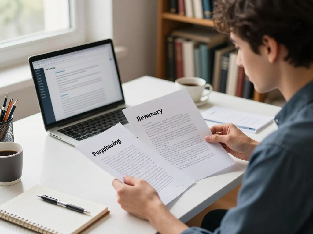 Writer comparing paraphrasing, rewriting, and summary approaches
