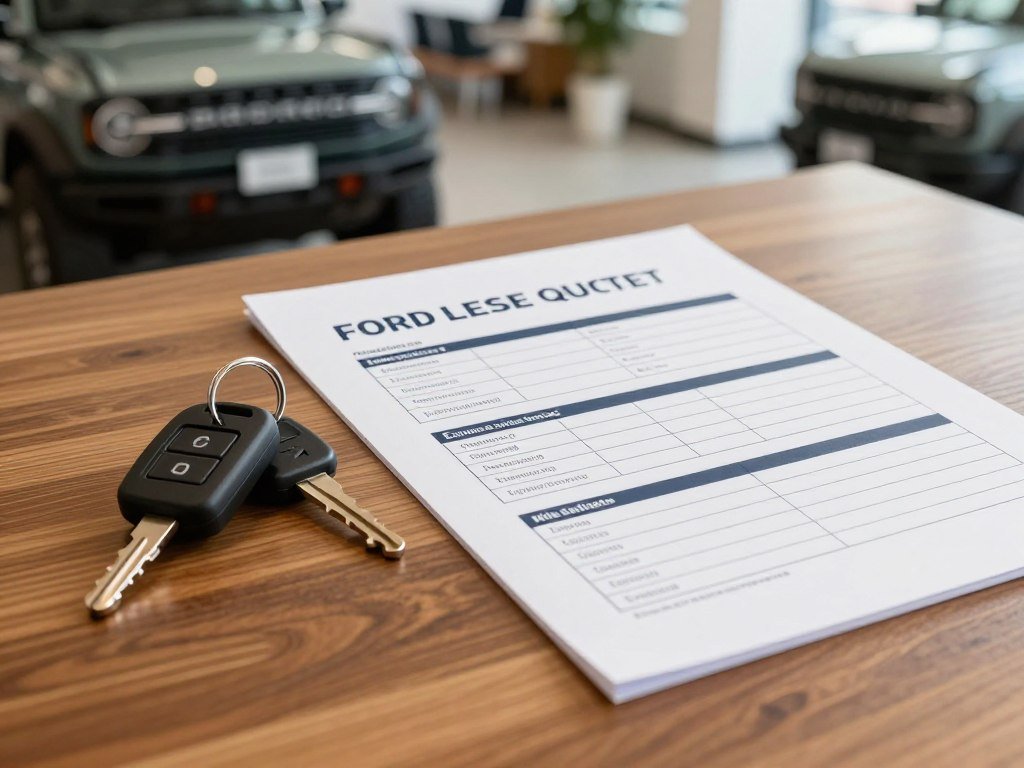 Written Ford Bronco lease quote beside keys and a mileage estimate