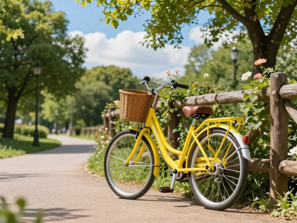 Yellow bicycle prompt set for a square image Yellow bicycle prompt set for a square image