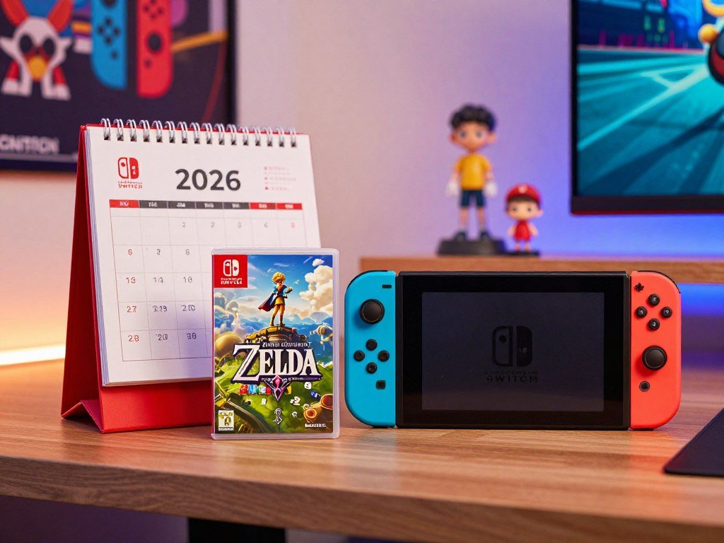 Zelda anniversary edition name beside a Nintendo Switch 2 calendar