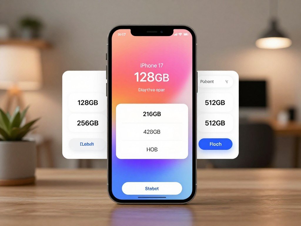 iPhone 17 price and storage options shown at checkout iPhone 17 price and storage options shown at checkout