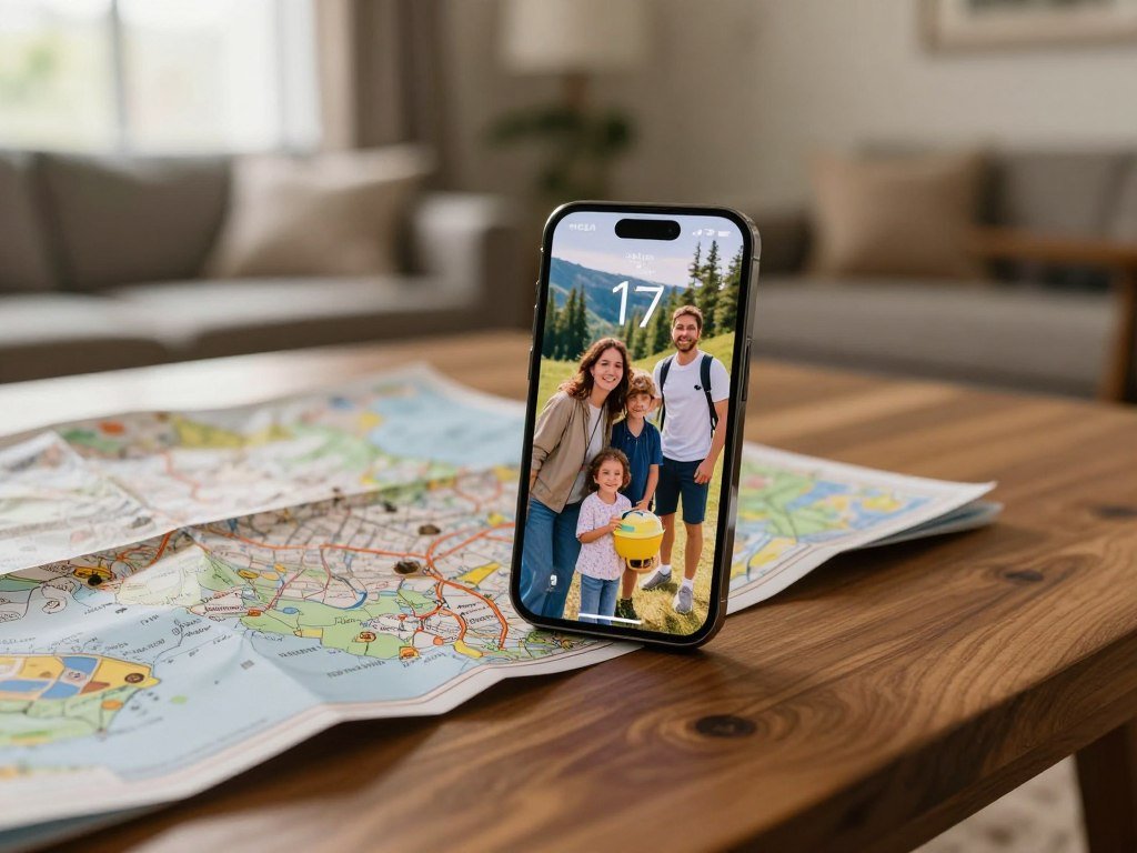 iPhone 17e beside a map and everyday photos on its display iPhone 17e beside a map and everyday photos on its display