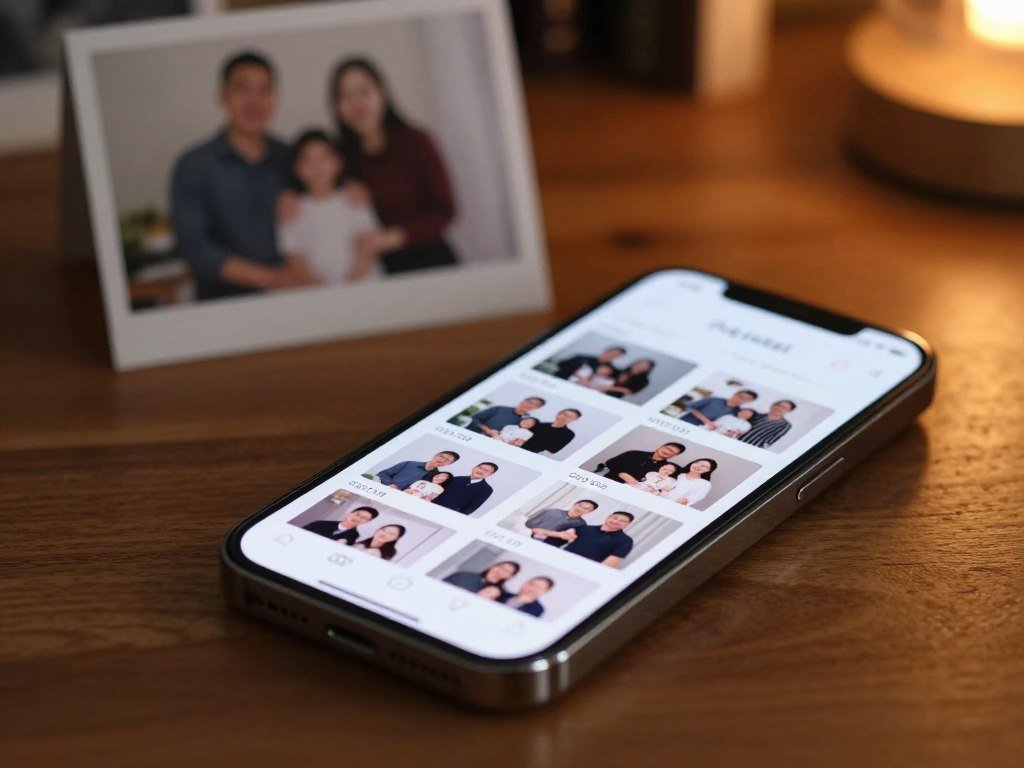 iPhone album sorted by date with family pictures